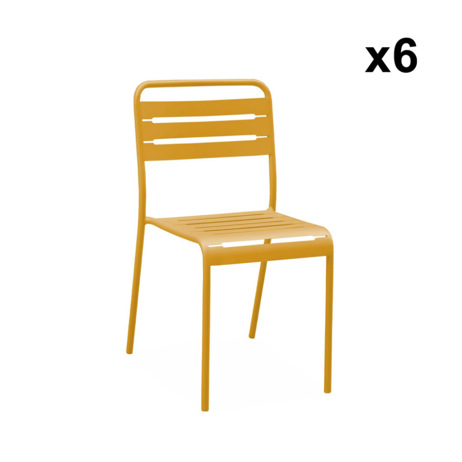 Table de jardin pliante métal + 6 assises AMÉLIA