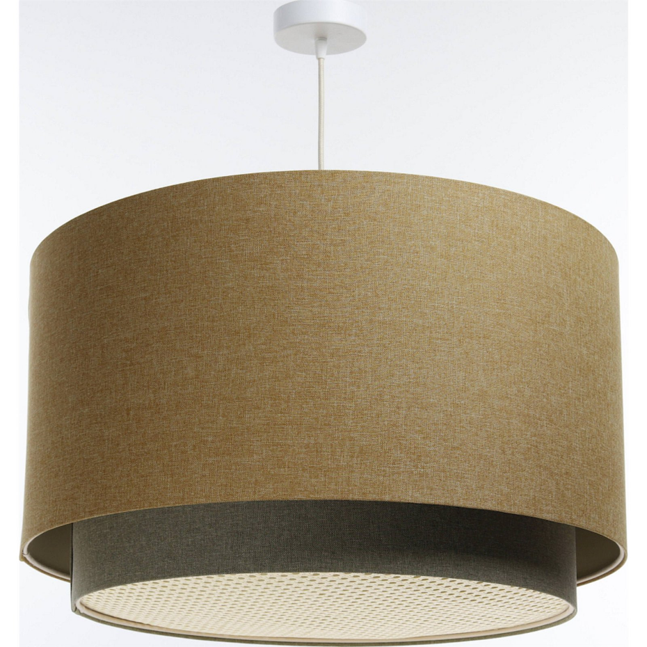 Suspension ronde en tissu et rotin Boho Elegant