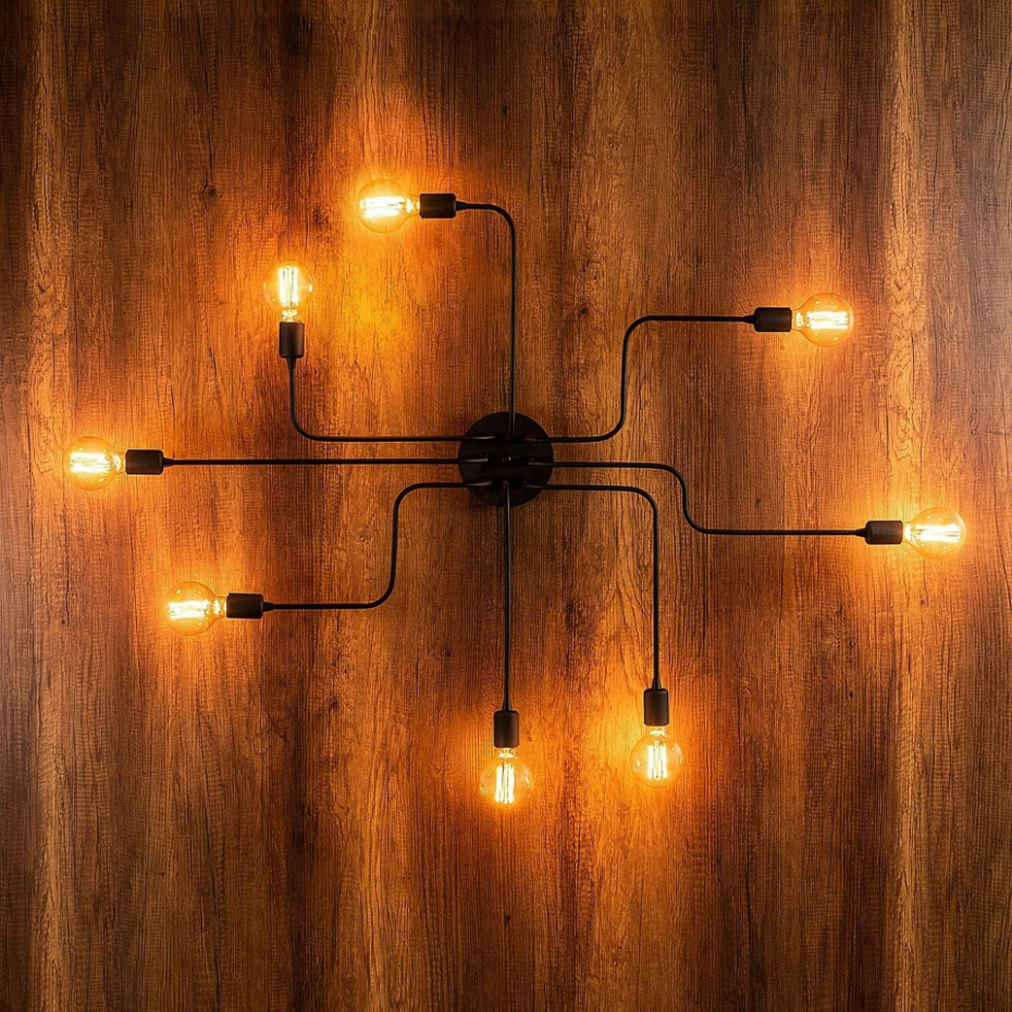 Plafonnier industriel noir design, circuit 140 cm MARATEA