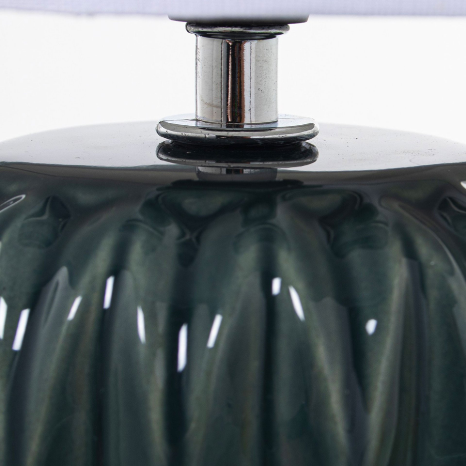 Lampe à poser en céramique bleu et abat-jour blanc