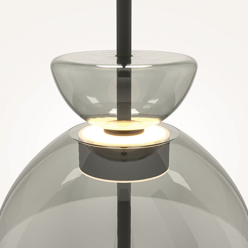 Suspension LED abat-jour en verre diabolo NORA