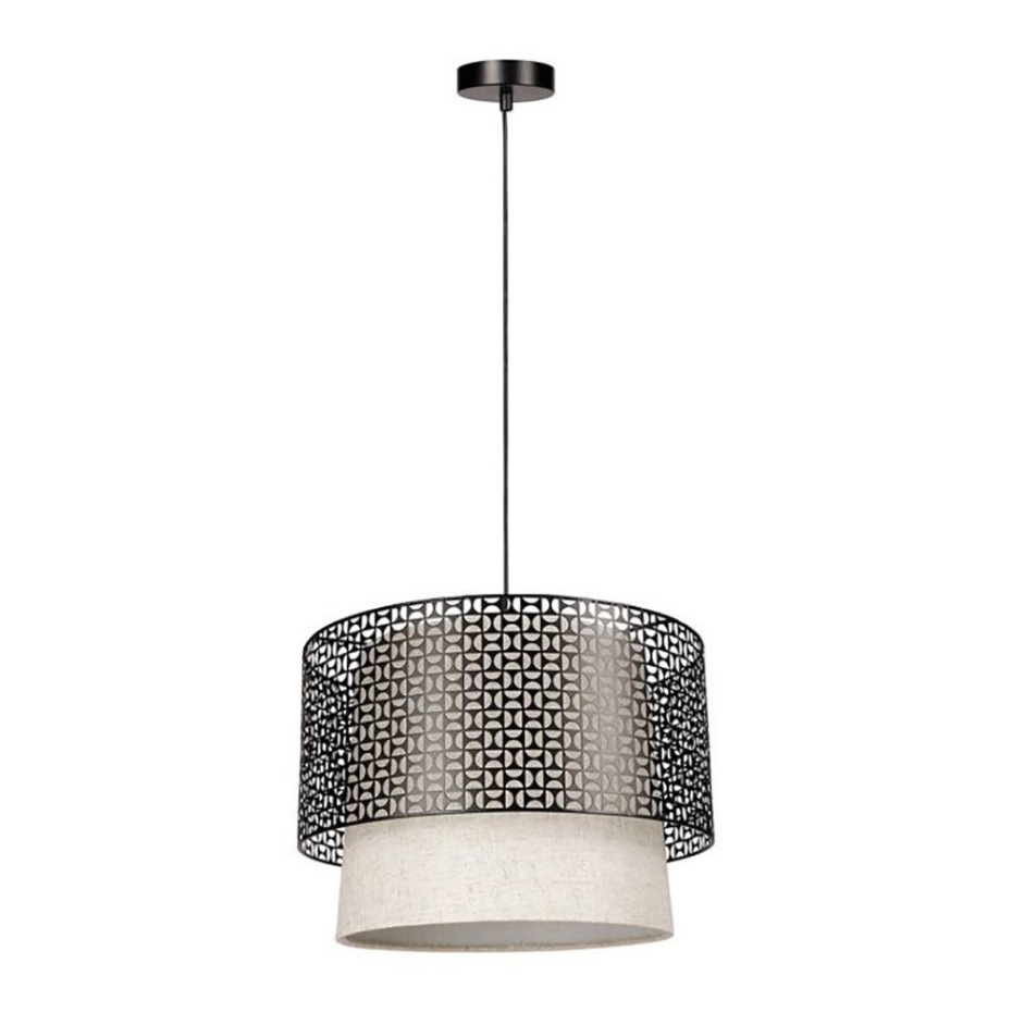 Suspension Cylindrique Métal Lin Arsène Noire Beige