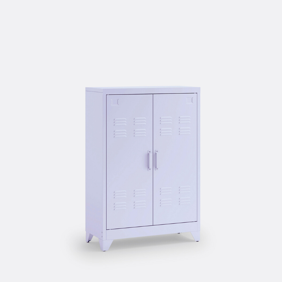 Armoire basse 2 portes en métal acier, Hiba