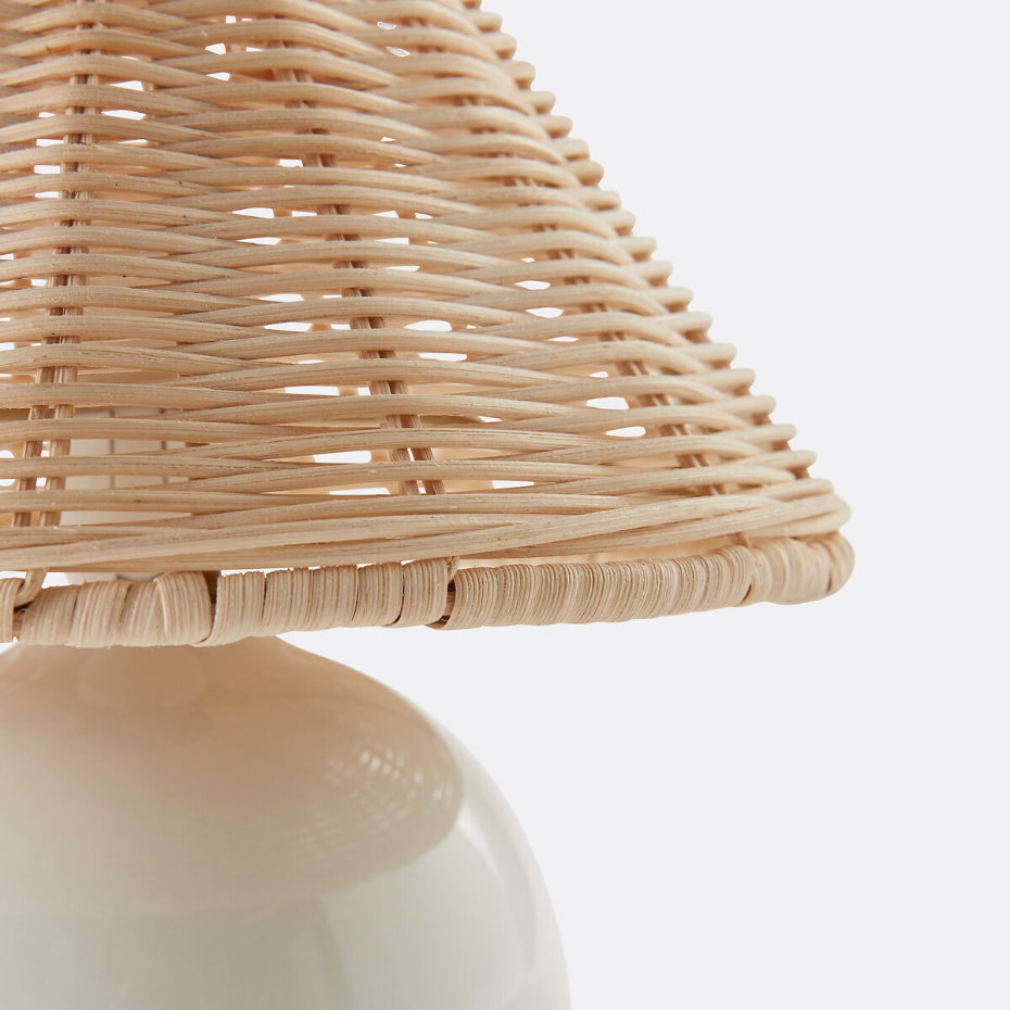 Lampe à poser céramique et rotin, Alios