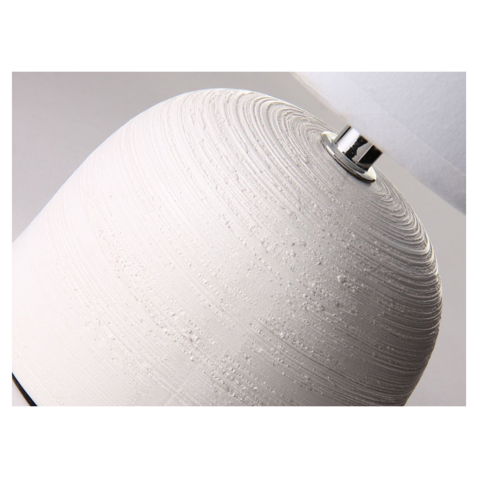 Lampe à poser ronde céramique blanche effet naturel - 16x16x27.5cm
