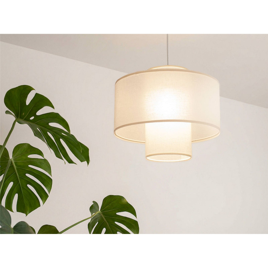 Suspension ronde en jute et lin Twin Light