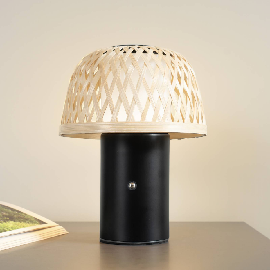 Lampe à poser en bambou moderneLED, Nifelia