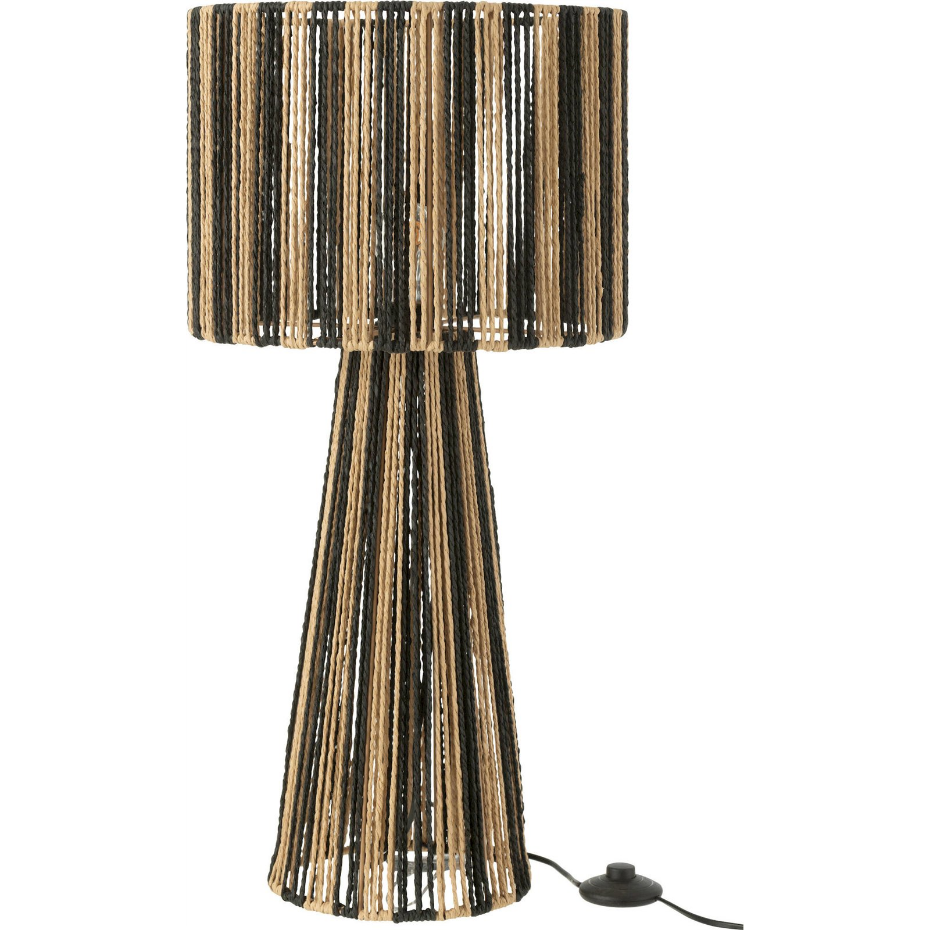 Lampe à poser ronde en papier et corde rayée