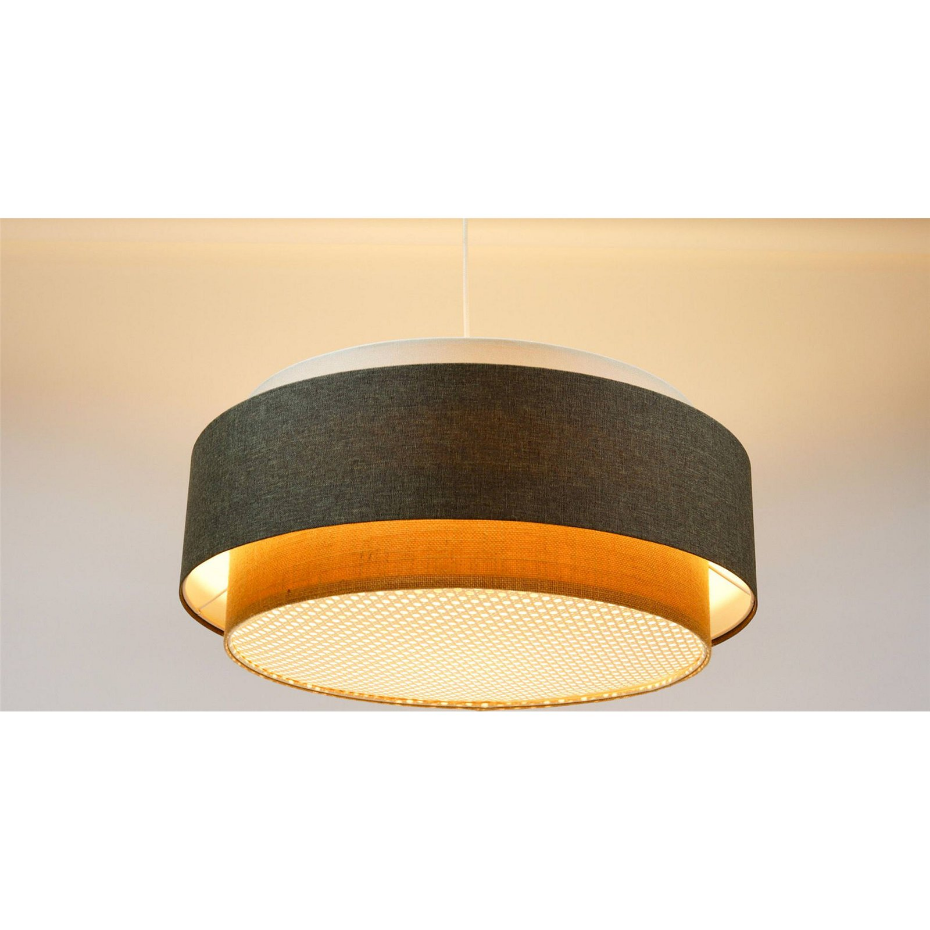 Suspension ronde en tissu et rotin Boho Elegant
