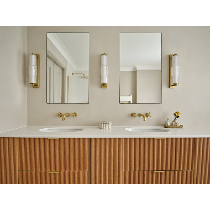 Applique Salle De Bain Led Mojo Verre Blanc Et Laiton