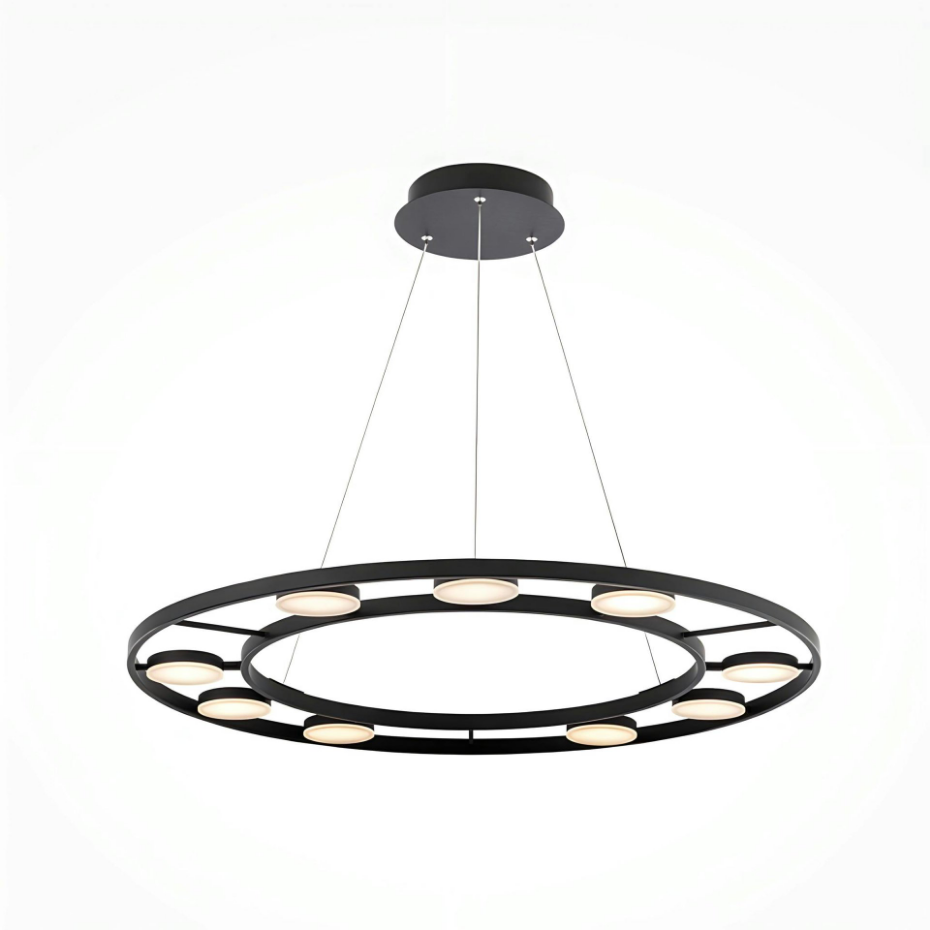 Suspension moderne chandelier – 9 disques noirs OCALA