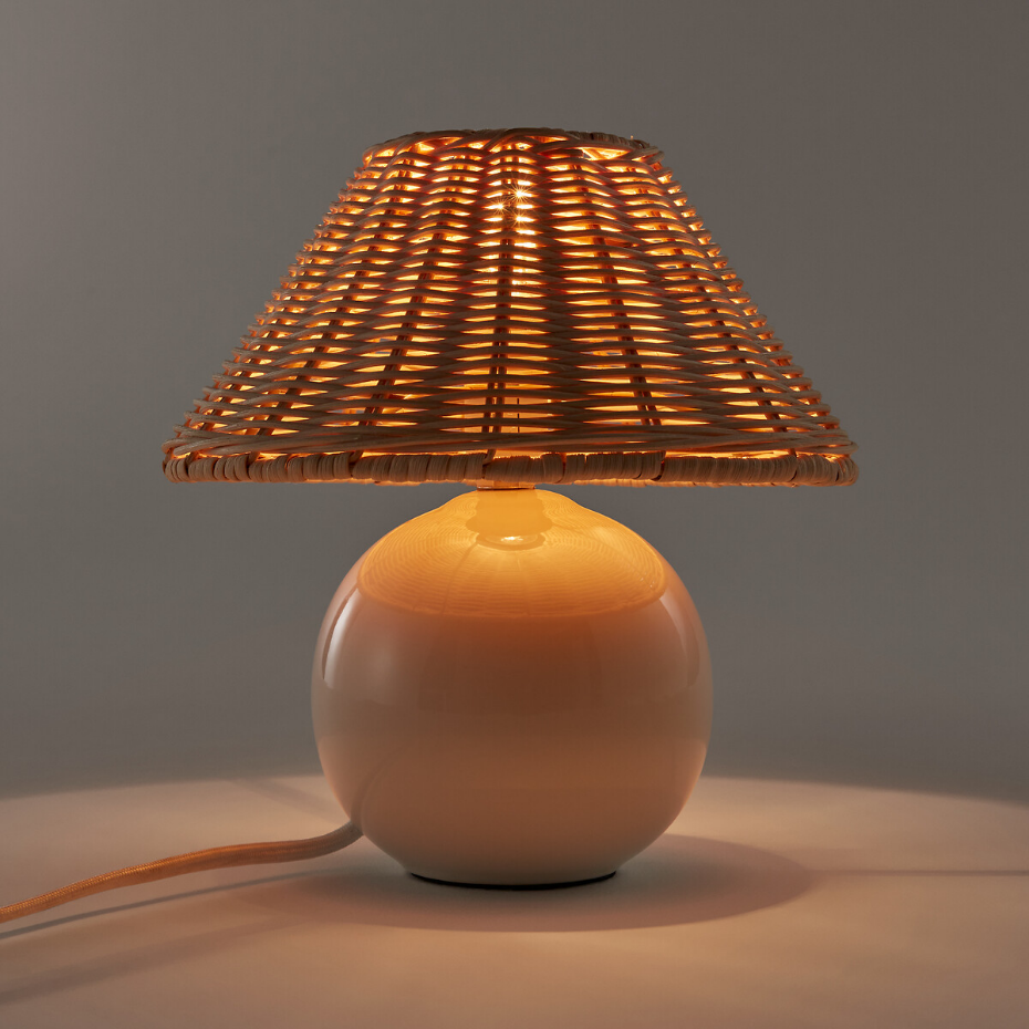 Lampe à poser céramique et rotin, Alios