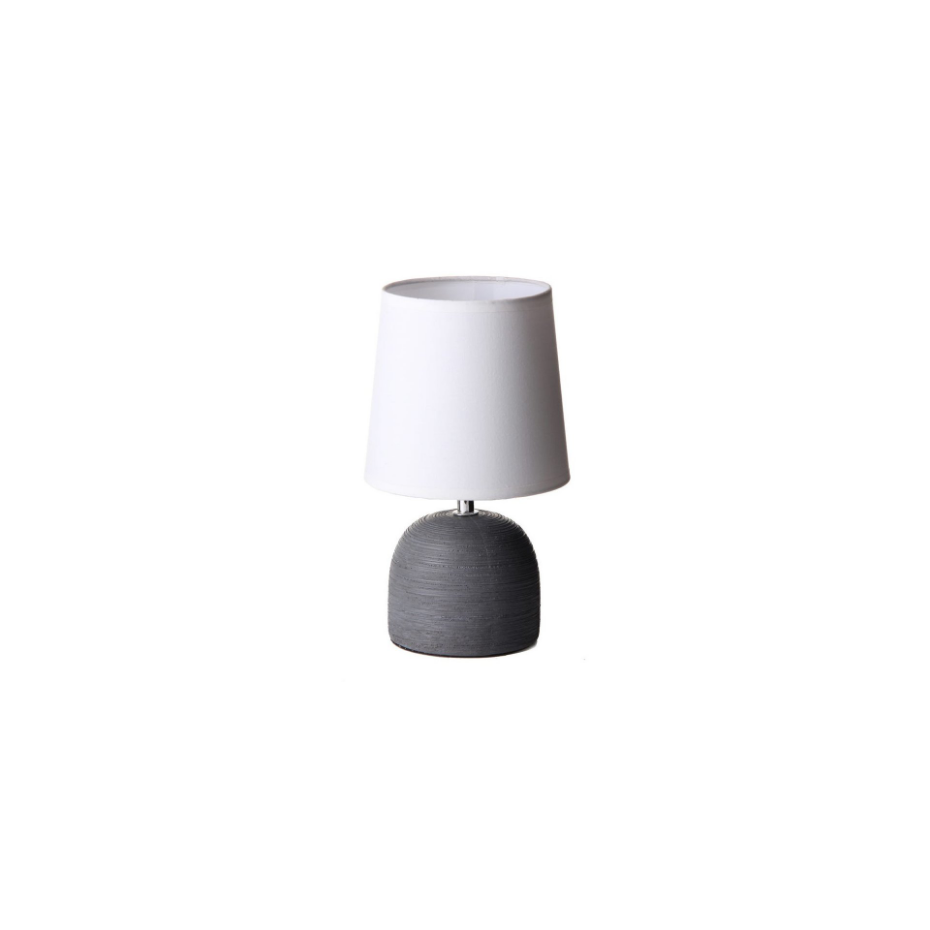 Lampe à poser ronde céramique gris effet naturel - 16x16x27.5cm
