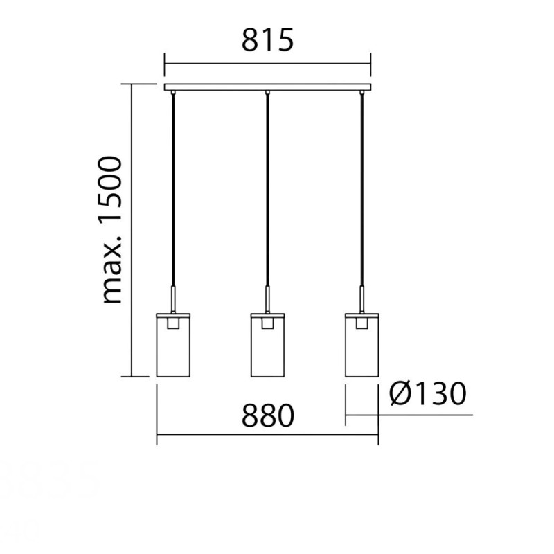 Suspension horizontale 3 descentes en verre TRIO