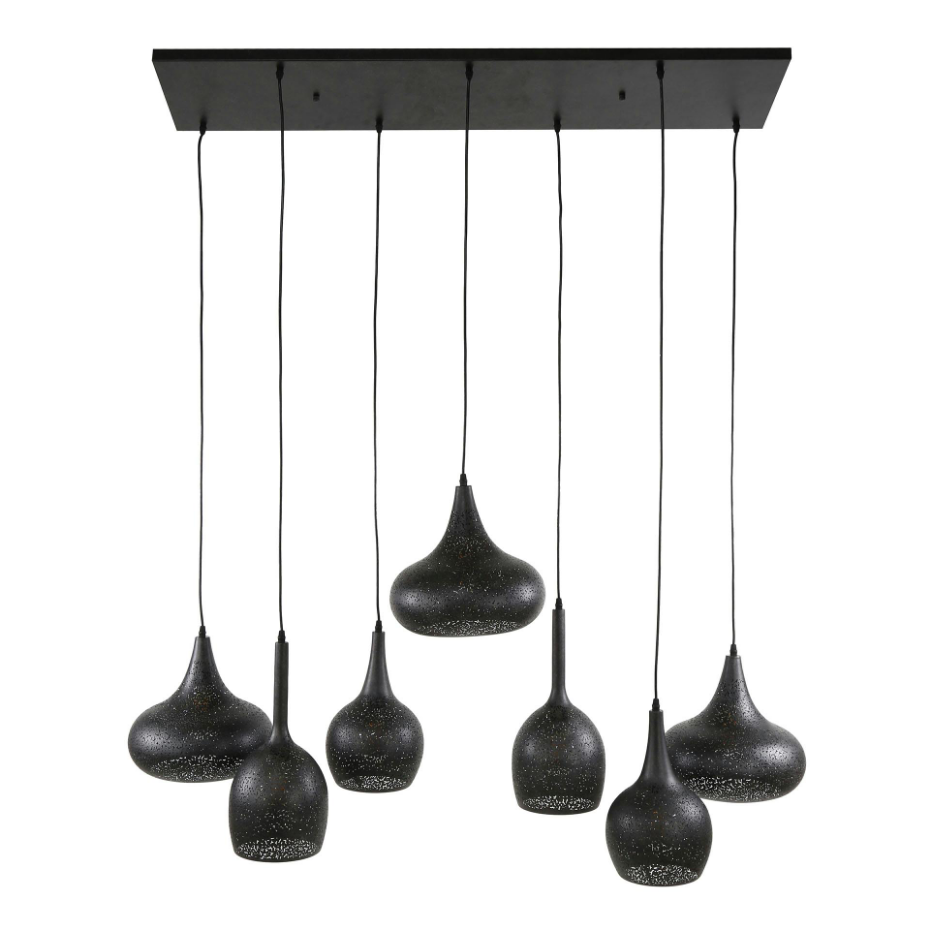 Suspension de table 7 abat-jour métalliques ajourés RALF