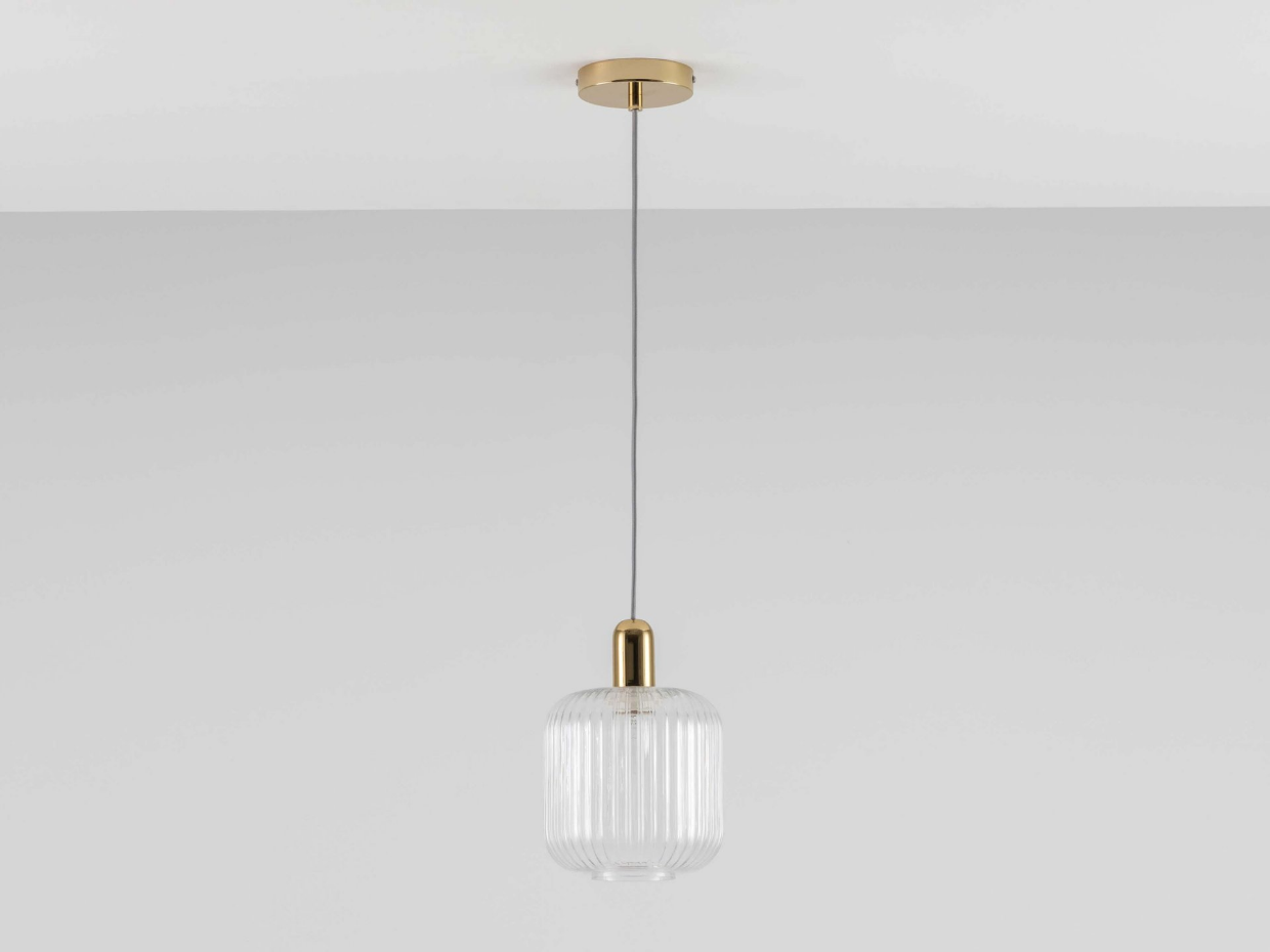 Plafonnier lustre en verre strié