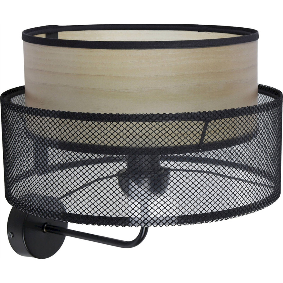 Applique murale ronde en PVC maille effet bois Duo ellegant