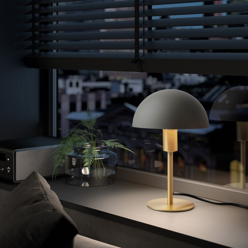 Lampe A Poser Poma Metal En Laiton Mat Et Abat-jour Crème