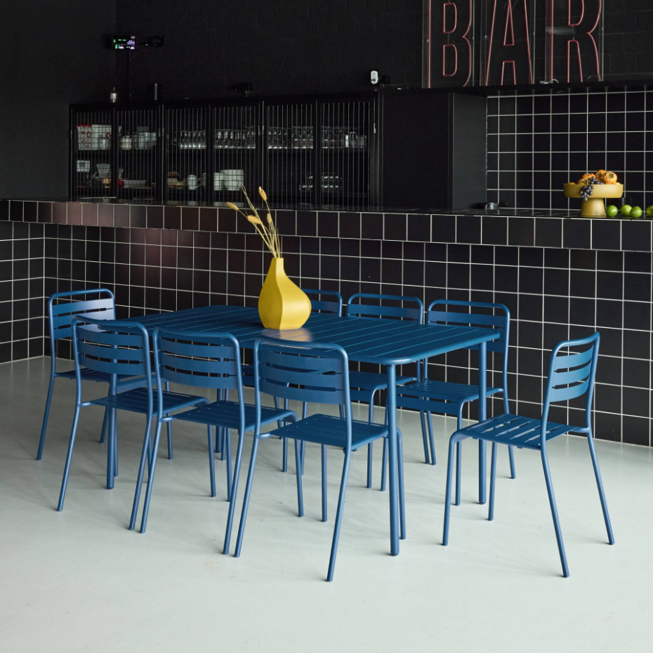 Table de jardin métal + 8 assises AMÉLIA