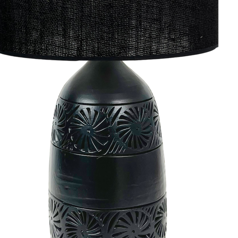 Lampe en terre cuite avec abat-jour jute, KÉO MAYA