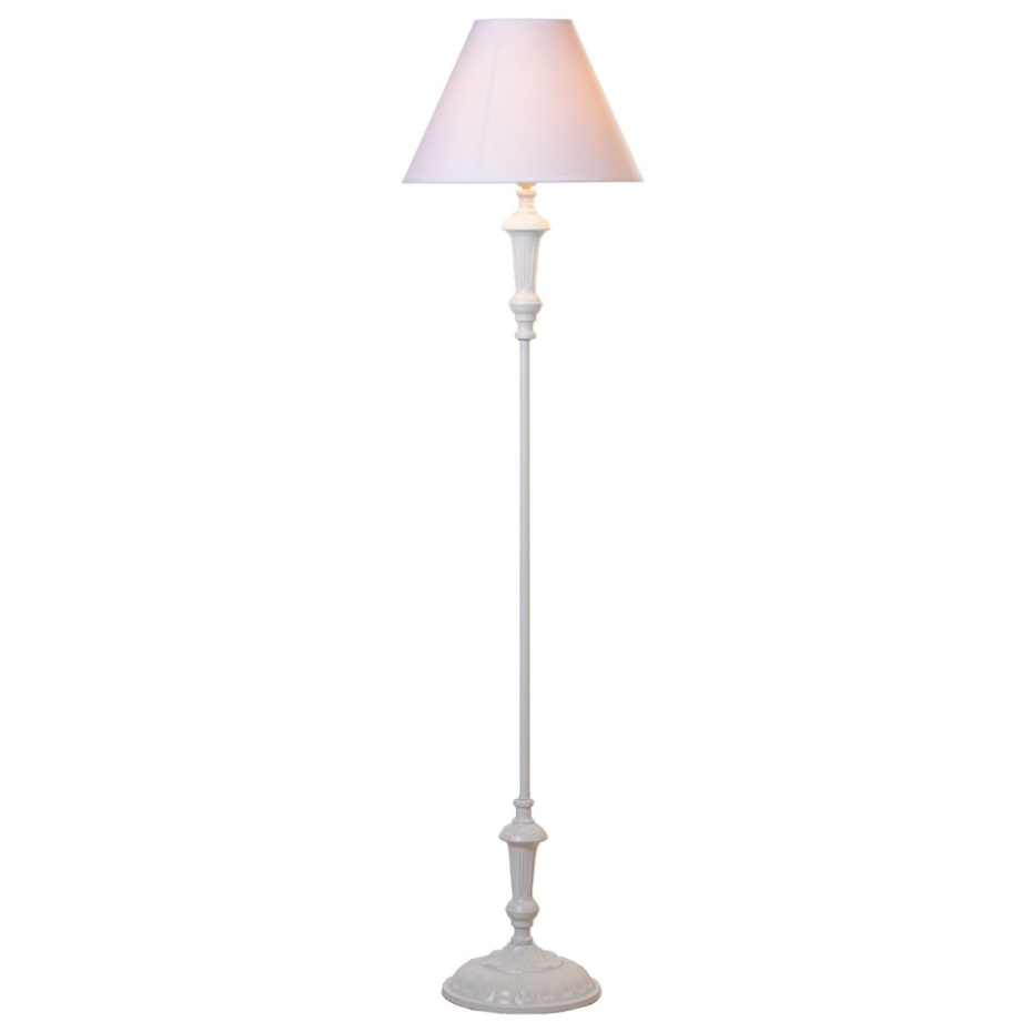 Lampadaire classique blanc métal 38x38x155cm