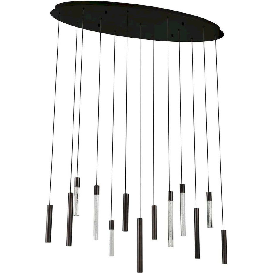Lustre suspension ovale en fer 13 lampes design contemporain