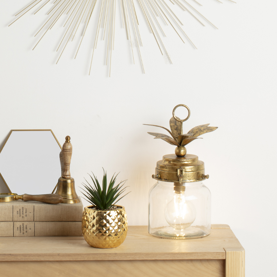 Lampe LED ananas verre et métal ANANAS