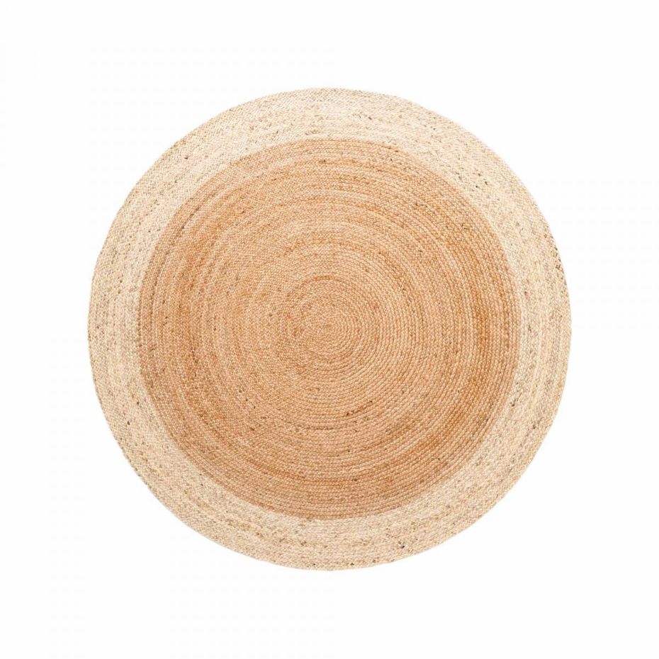 Tapis rond, motif simple authentique, JUTE K, jute tissé à la main
