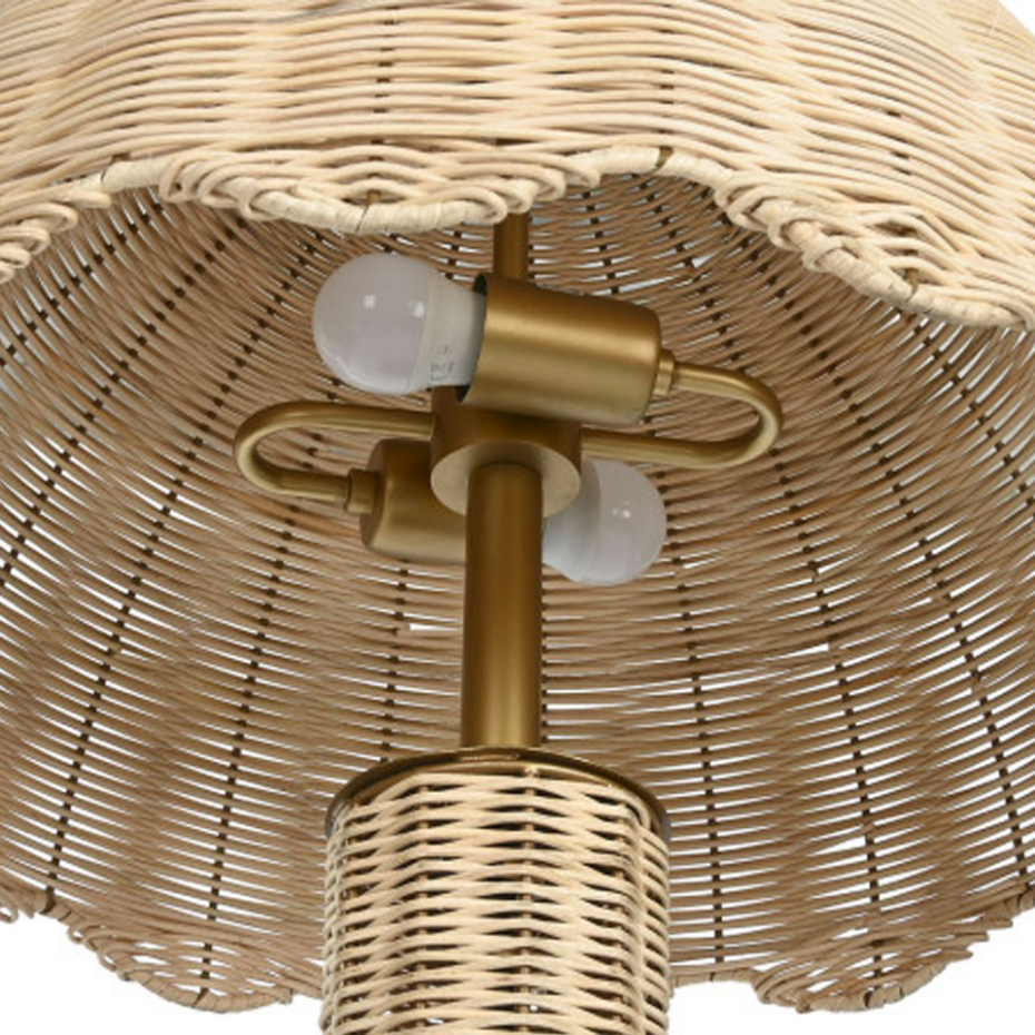 Lampadaire en rotin et métal doré 47x47x150cm