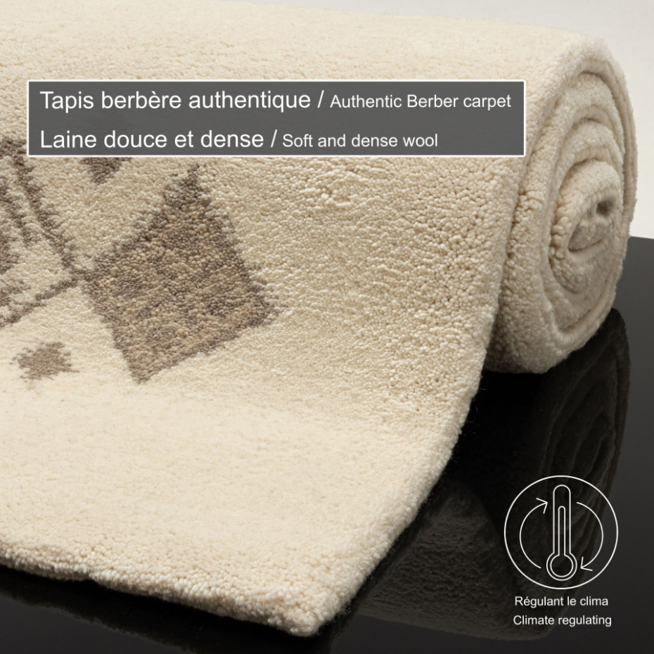 Tapis berbère marocain en laine vierge noué à la main - Taza Royal
