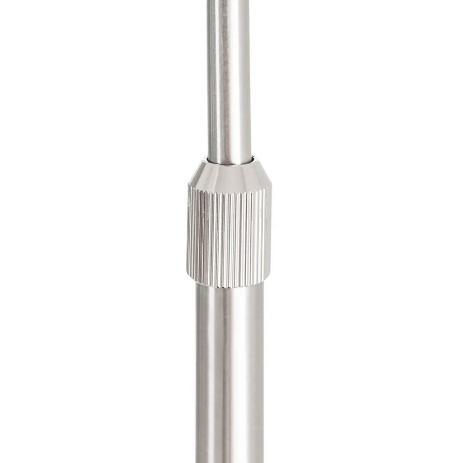 Lampadaire arc métal argenté, marbre noir et suspension tissu beige 100x37x197cm