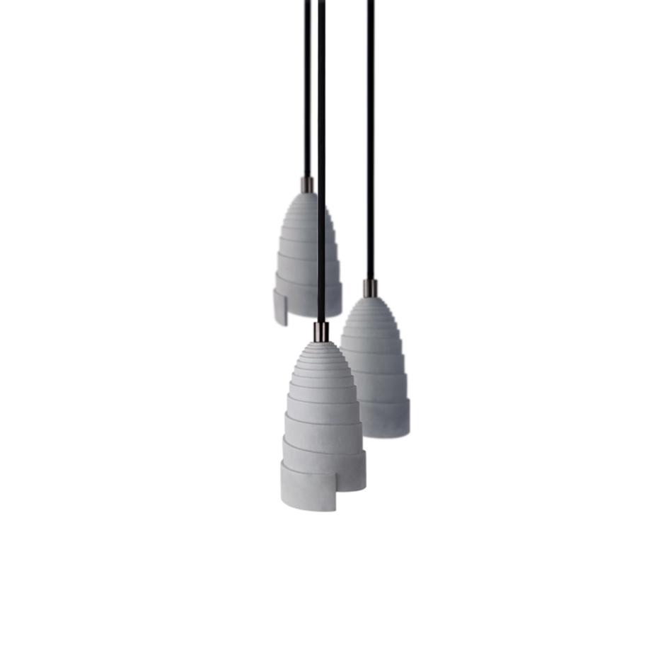 Lot de 3 suspensions béton - FLANELLE TRIPLE
