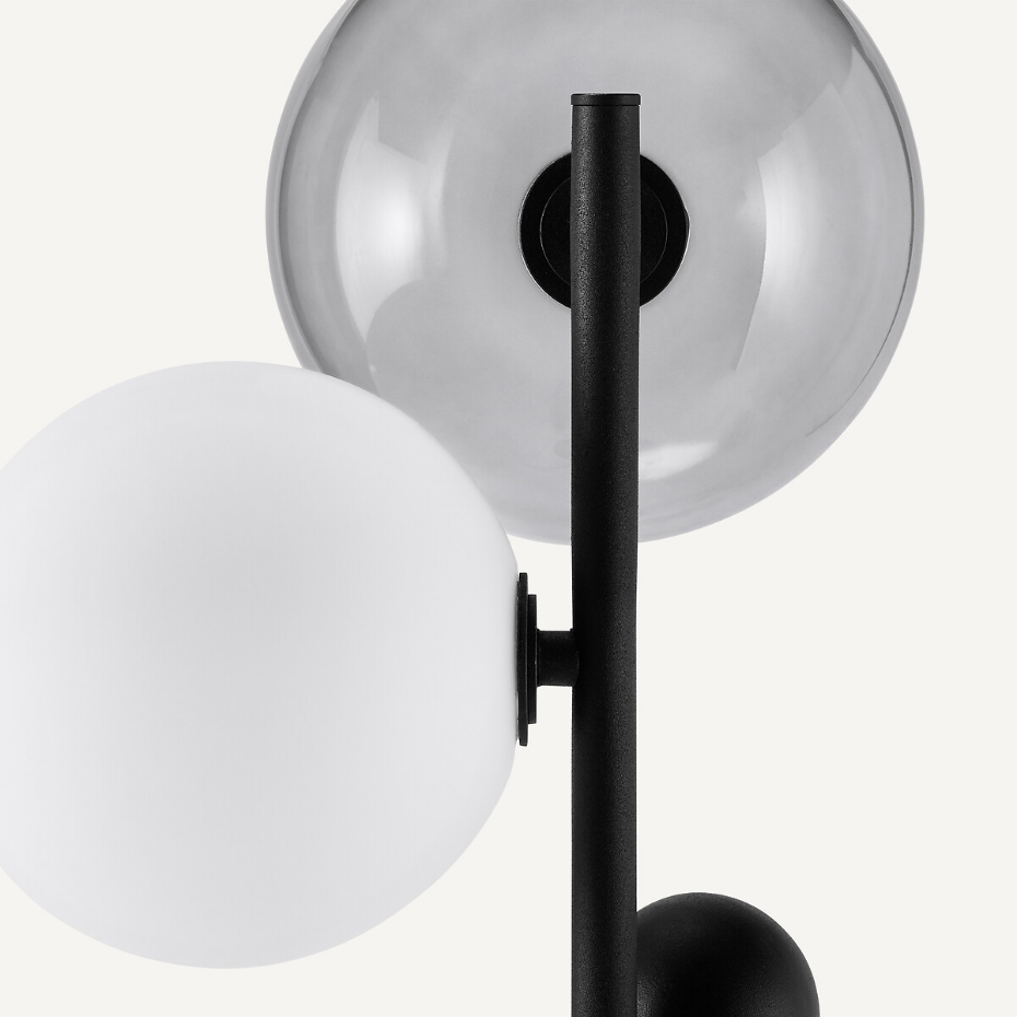 Lampadaire verre fumé et métal, Bullesco
