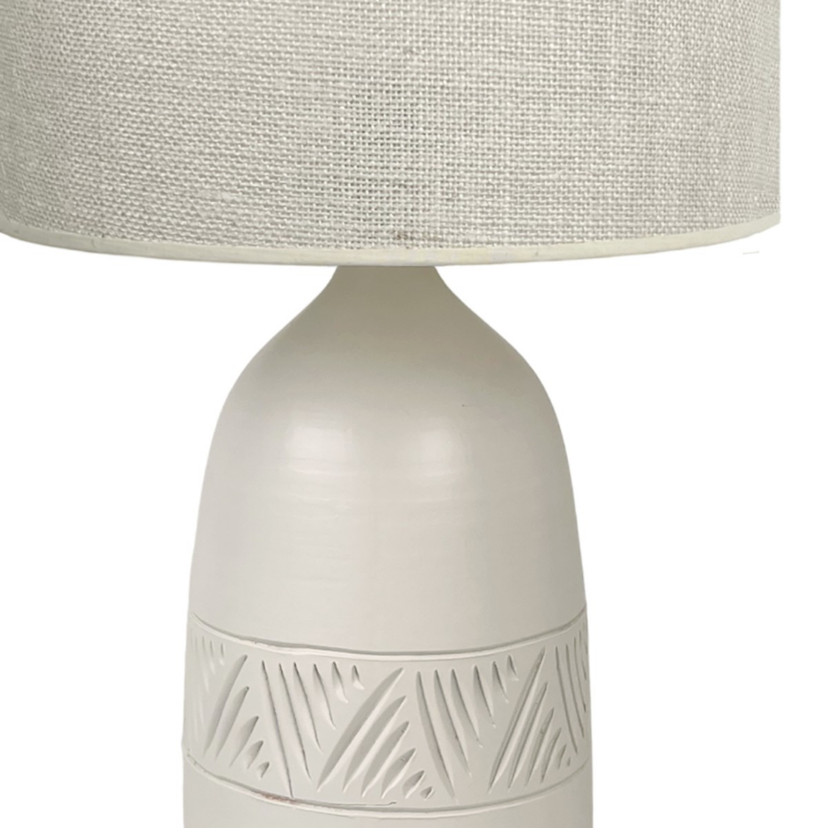 Lampe en terre cuite avec abat-jour jute, KÉO INCA