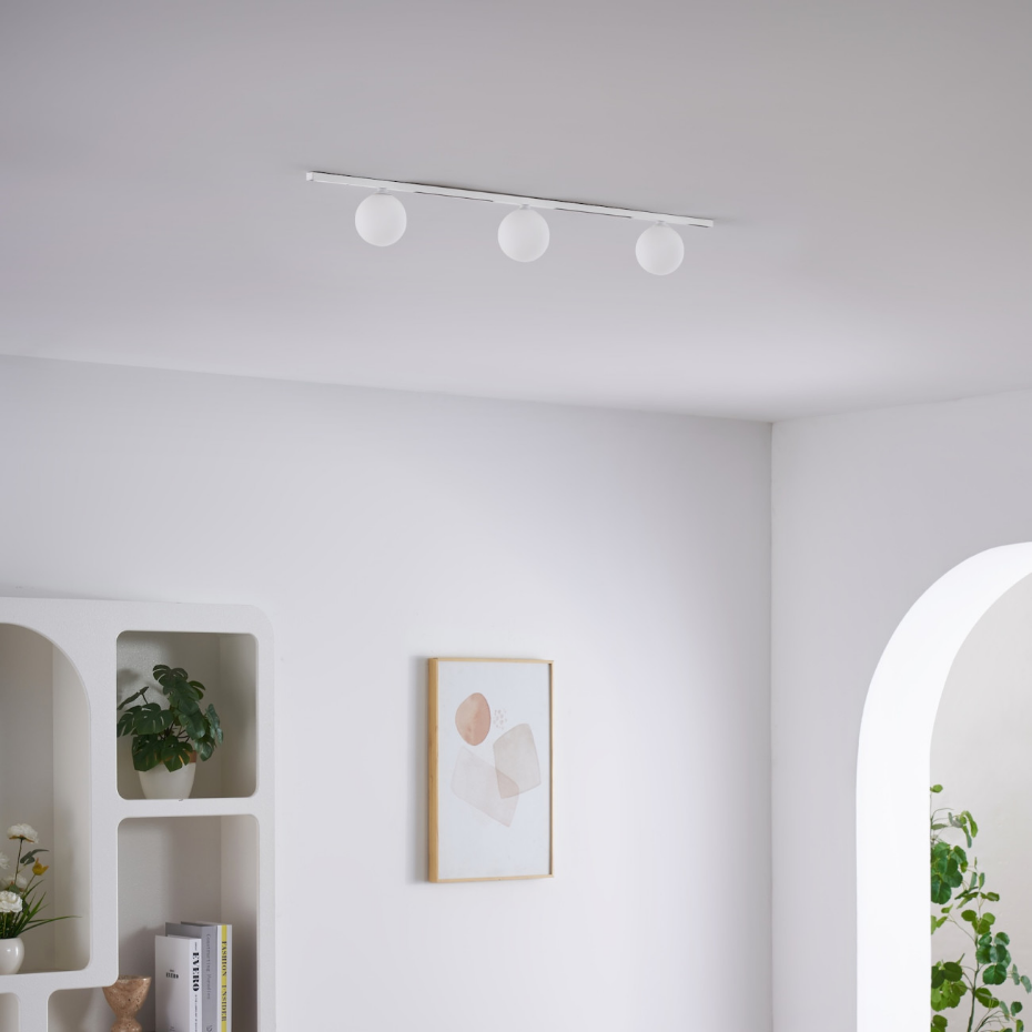 Kit rail 3 boules LED verre dépoli - LYNE