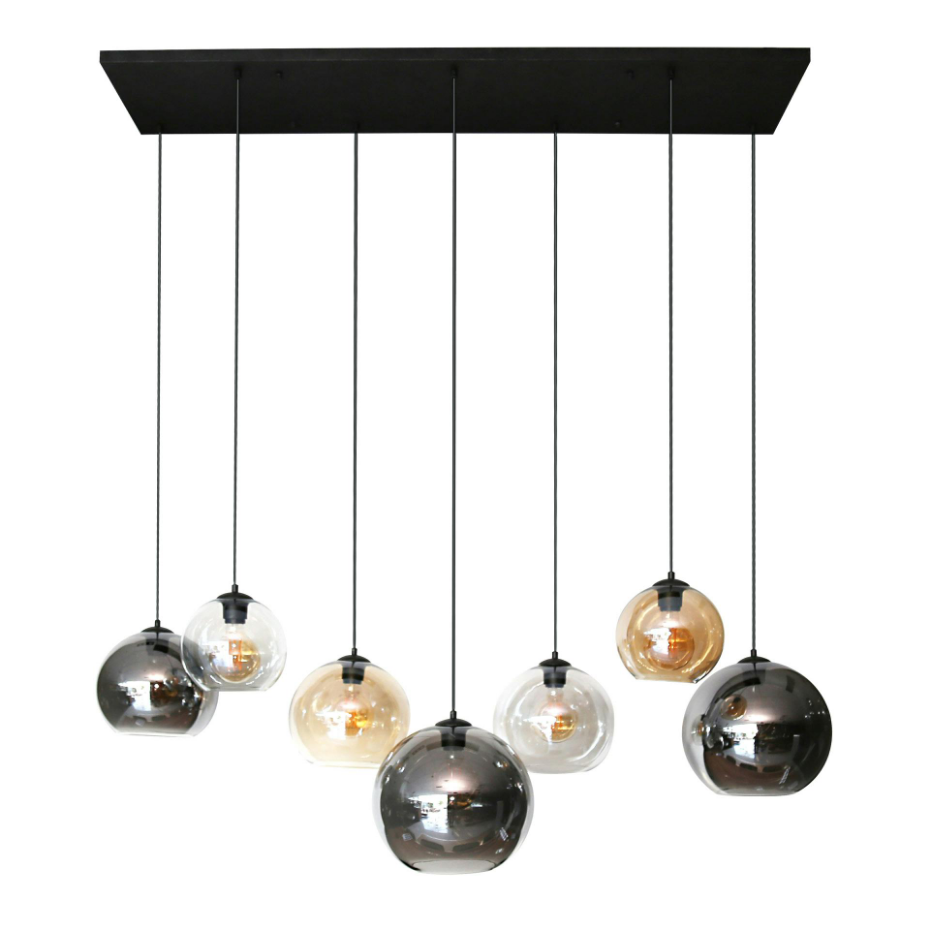 Suspension globe 7 lampes multicolores NOVA