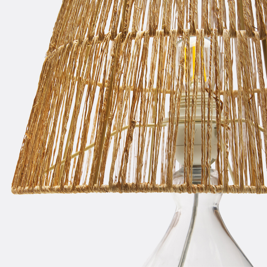 Lampe à poser verre et chanvre, Yaku
