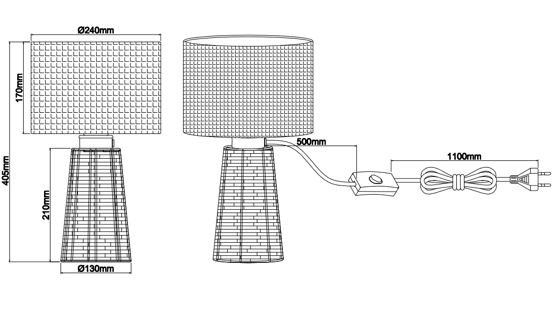 Lampe design en rotin ethnique, STRAW