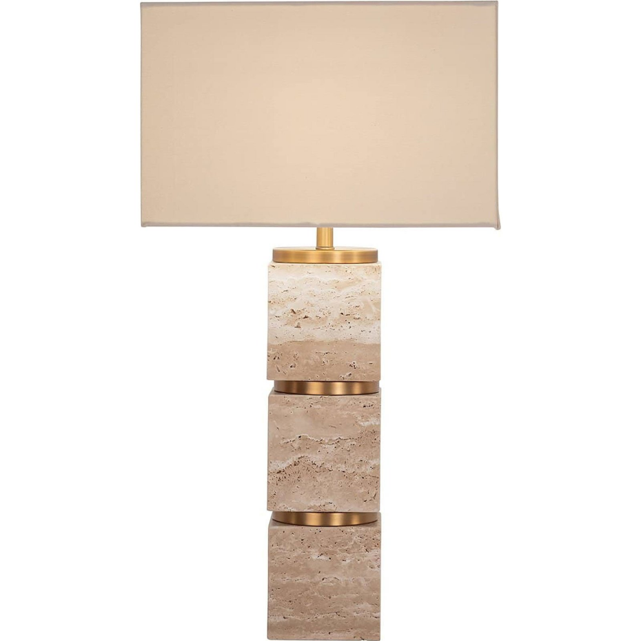 Lampe de table en pierre et fer rectangulaire