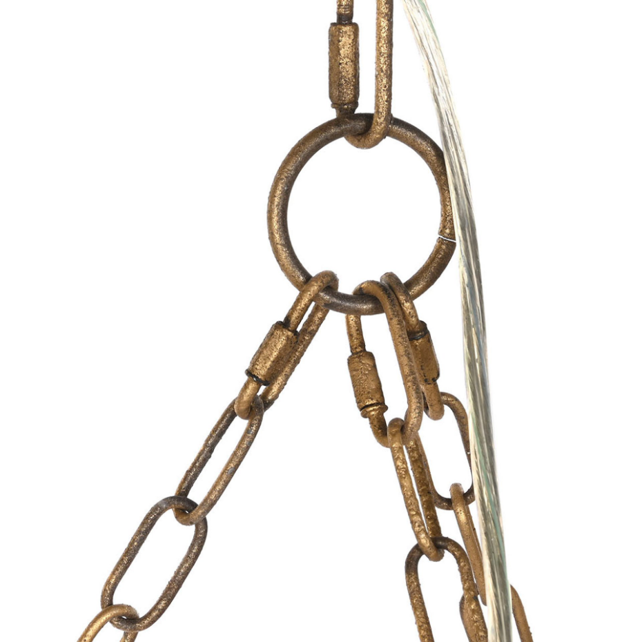 Plafonnier rond en bois  et métal vieilli 9 ampoules 78x78x13cm