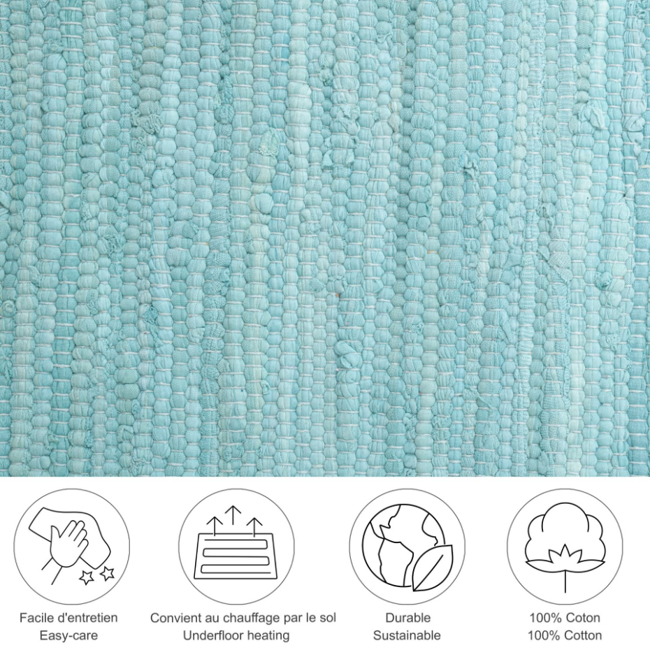 Tapis réversible coloré en coton tissé à la main - Happy Cotton