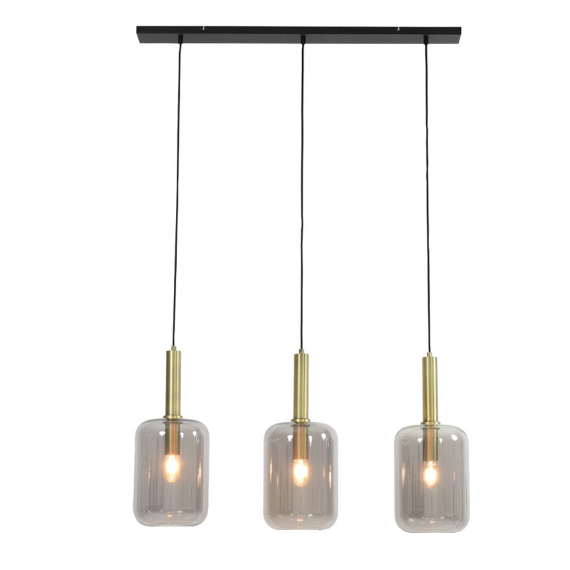 Suspension 3 Lampes Lekar En Verre chromé