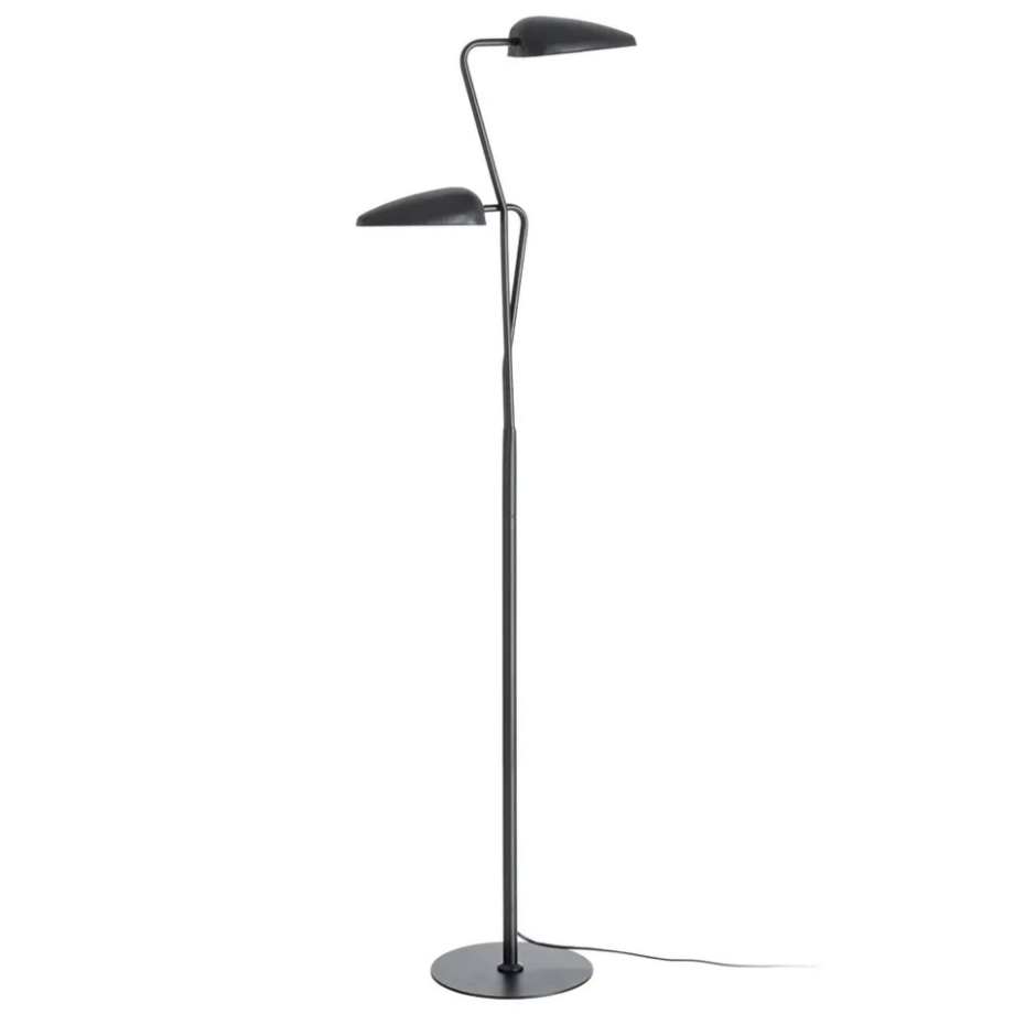 Lampadaire design double en métal noir 40.5x25x142.5cm