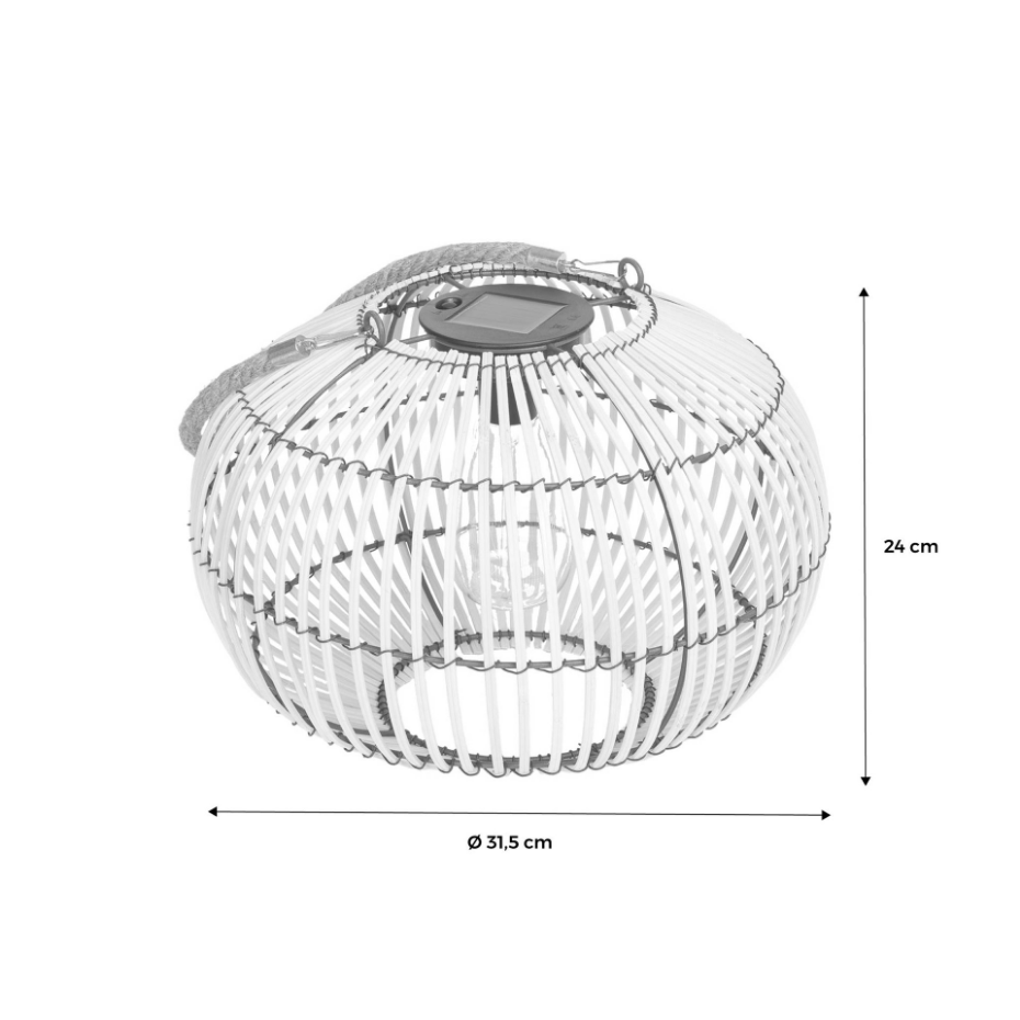 Lampe extérieur solaire LED rotin Ø31,5cm LILOU