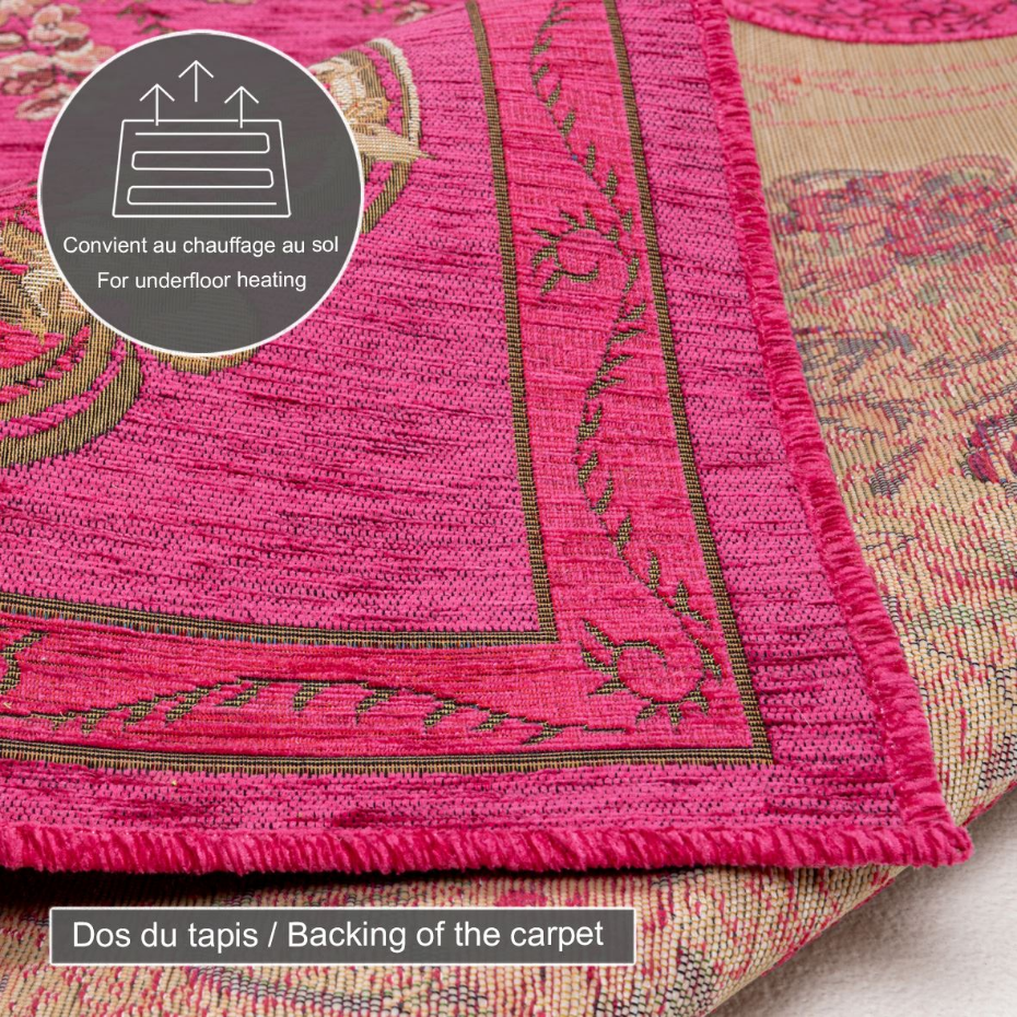 Tapis floral tissé à la machine avec bordure - Flomi