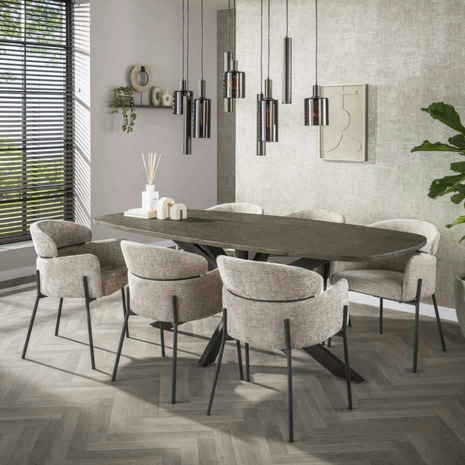 Suspension îlot cuisine verre brun et métal 9 lampes NOVA