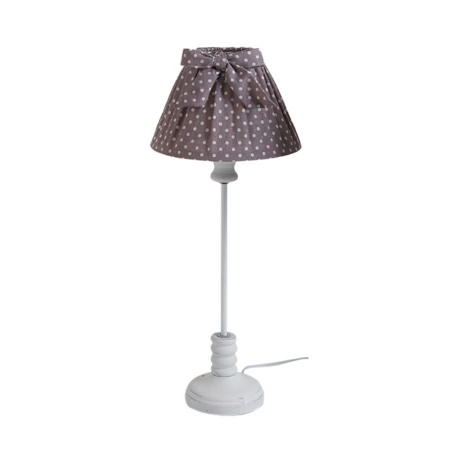 Lampe en bois et coton à pois