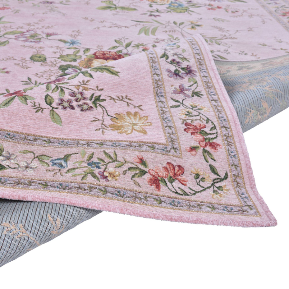 Tapis floral tissé à la machine avec bordure - Flomi