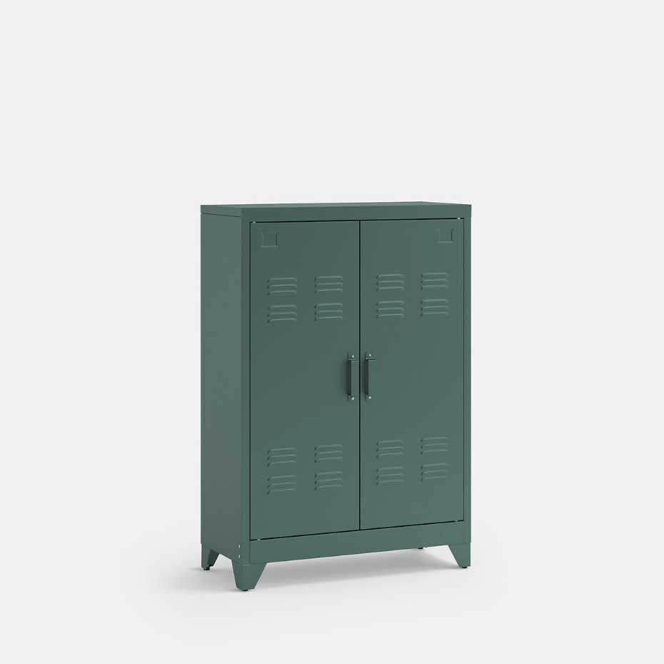 Armoire basse 2 portes en métal acier, Hiba