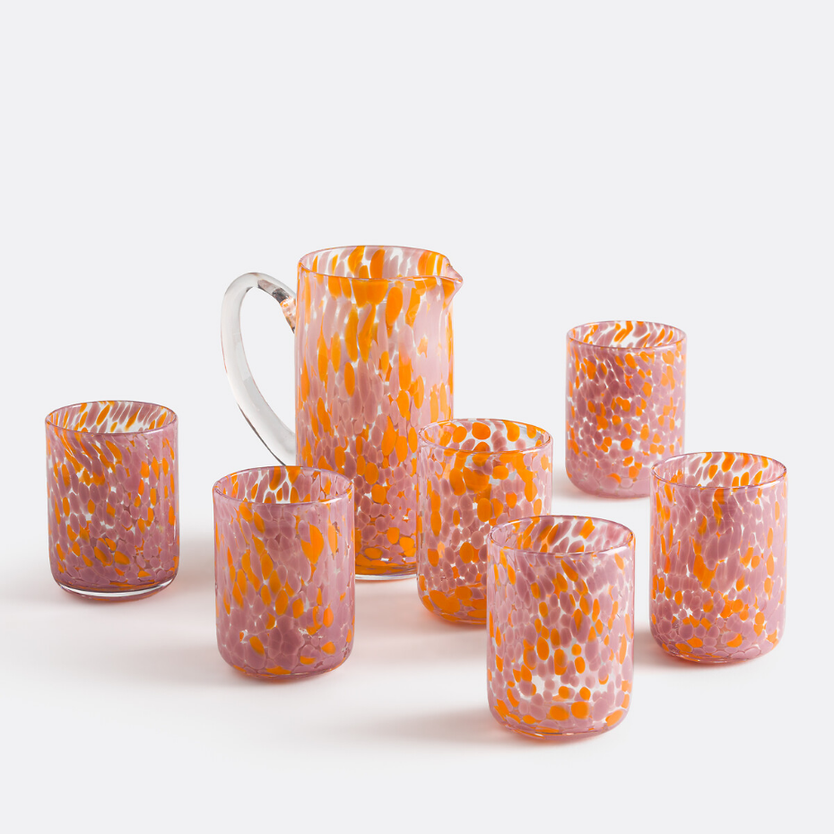 Lot de 6 verres à eau en verre moucheté, DOTIO